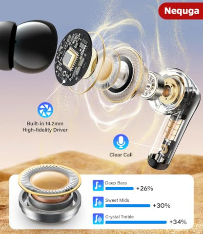 Wireless Earbuds Bluetooth Headphones, 48H Playtime Ear Buds with Mic and LED Digital Display Charging Case, IPX7 Waterproof in-Ear Earphone for iPhone Andriod Phone