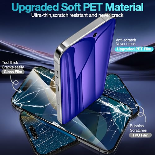2 Pack for iPhone 17 Pro Privacy Screen Protector Film (NOT Glass), Anti Blue Light Flexible PET Film Screen Protector for iPhone 17 Pro with [Easy Installation Tray] - Purple - size: iPhone 17 Pro