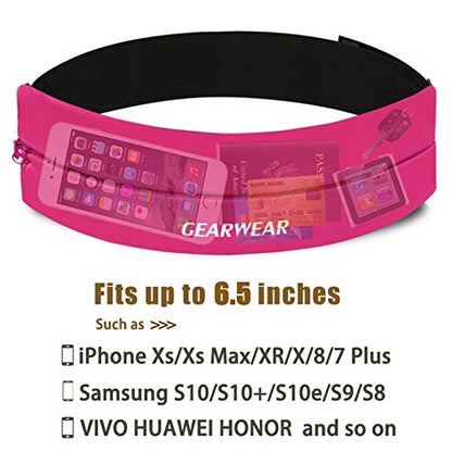 Running Belt | Runner Fanny Pack for Women and Men | Adjustble Waist Band Pack for Storage Phone - color: Pink /26"-43"