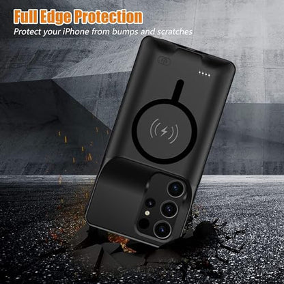 Battery Case for Galaxy S22 Ultra/S23 Ultra,[12000mAh]large capacity Slim Portable Protective Fast Charging Case Backup Power Bank Battery Case Compatible with Samsung Galaxy S22 Ultra/S23 Ultra-Black - size: Galaxy S22 Ultra/S23 Ultra