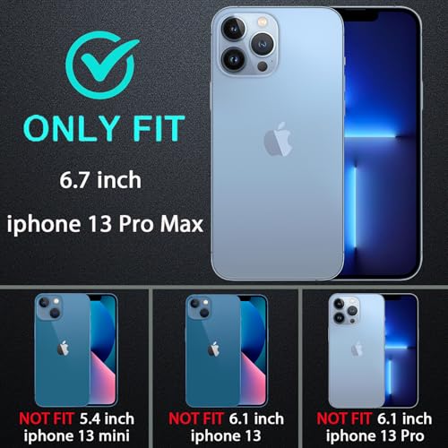 YKHJKLEC for iPhone 13 Pro Max Case, Military Grade 3 in 1 Heavy Duty Shockproof/Drop Proof/Dust Proof Case with 2Pcs Tempered Glass Screen Protector (Black/Grey) - color: Black/Grey
