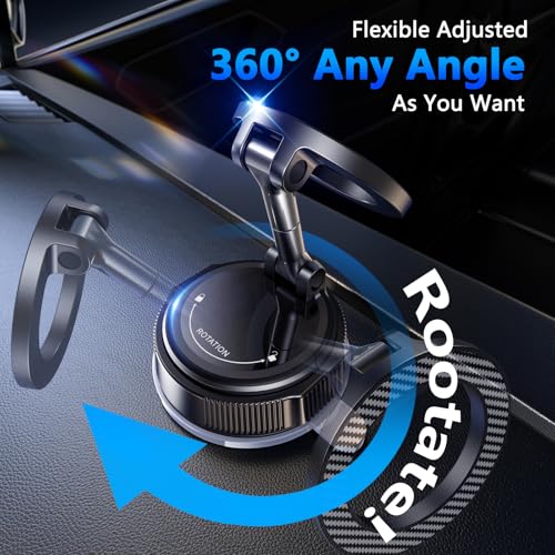 PGU for Magsafe Dashboard & Windshield Car Phone Holder 2026 89+LBS Suction & 3600gf Magnetic 360° Adjustable Phone Holders for Your Car Cell Phone Car Mount for iPhone 17-12 Series