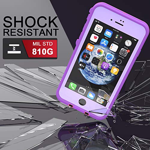 Diverbox for iPhone SE 2020 Waterproof Case iPhone 8 Waterproof Case,Waterproof Shockproof IP68 Full-Body Sturdy Case Built-in Screen Protector for Full Sealed Cover 4.7 in (Purple) - color: Purple