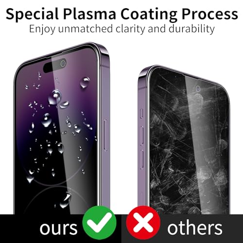 3 Pack Privacy Screen Protector for iPhone 14 Pro with 3 Pack Camera Lens Protector, 9H Hardness Double Shatterproof Anti-Spy Tempered Glass Film, Easy Installation - size: iPhone 14 Pro