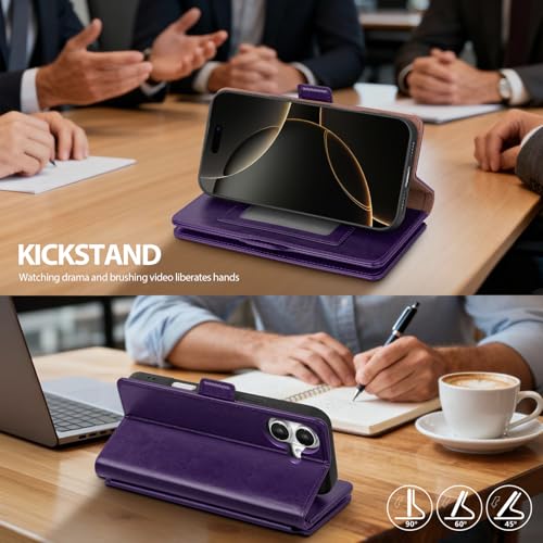 Compatible with iPhone 17 Case Wallet with Card Holder [7 Card Slot] Women Men,RFID Blocking Luxury PU Leather Phone Case Flip Folio Protector Cover Credit Card Slot Kickstand,Purple - color: Purple, size: iPhone 17