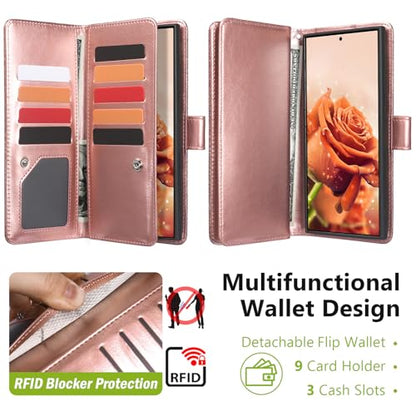 Varikke for Galaxy S25 Ultra Wallet Case Magnetic Detachable, Rose Gold - color: Rose Gold, size: Galaxy S25 Ultra 6.9"