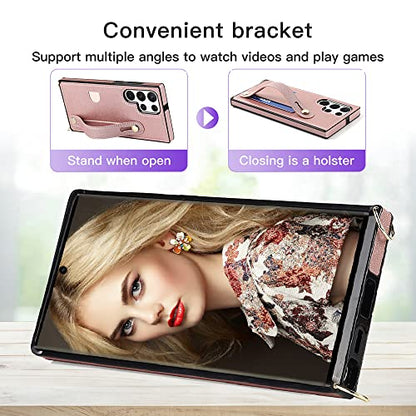 CCSmall Crossbody Case for Samsung Galaxy S23 Ultra w Card Holder KB Rose - color: Rose, size: Galaxy S23 Ultra