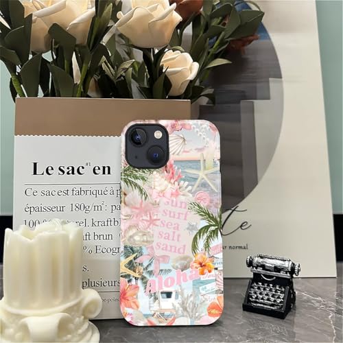 Case for iPhone 14 Plus, Cute Phone Case, Aloha Summer Collage | Hybrid 2-Layer Phone Cover，Military-Grade Protection Durable Shockproof Anti-Scratch Cases - color: Pink Aloha Summer Collage, size: Iphone 14 Plus