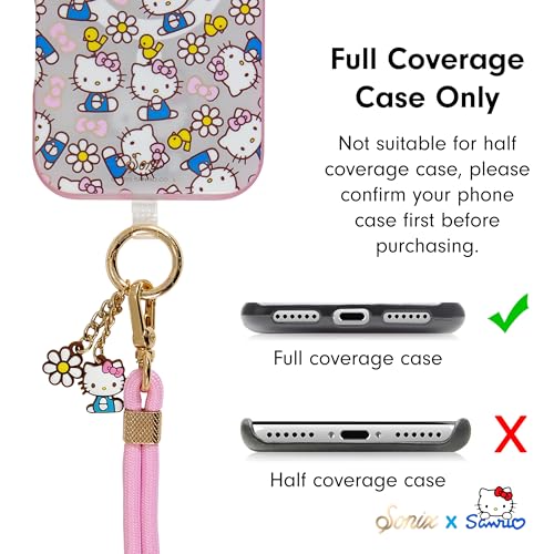Sonix x Sanrio | Crossbody Phone Strap with Charms | Adjustable, Universal Cell Phone Rope Strap Lanyard | Pink Cord | Hello Kitty Pink Bows - color: Hello Kitty Pink Bows