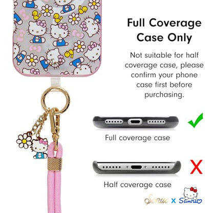 Sonix x Sanrio | Crossbody Phone Strap with Charms | Adjustable, Universal Cell Phone Rope Strap Lanyard | Pink Cord | Hello Kitty Pink Bows - color: Hello Kitty Pink Bows