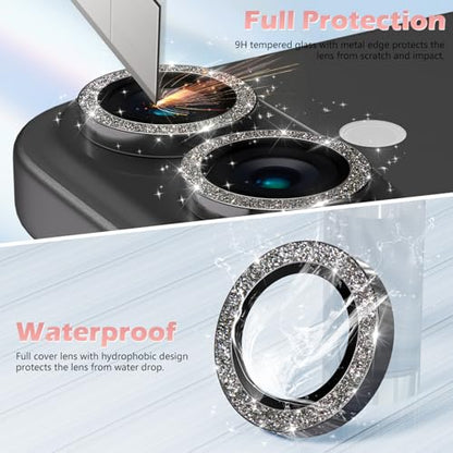 imluckies for iPhone 16 / iPhone 16 Plus/iPhone 17 Camera Lens Protector, AR+AF Tempered Glass 9H Anti-Scratch Metal Individual Lens Cover, HD Clear Camera Accessories, Glitter Black - color: Glitter Black