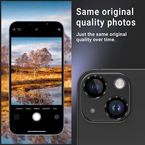 Korecase [2 Pack] Camera Lens Protector for iPhone 14/15 & iPhone 14 Plus /15 Plus Metal Tempered Glass Camera Film Cover, Strong Adhesion, 9H Hardness Anti-Scratch Rear Camera Lens Cover Midnight - color: Midnight Black