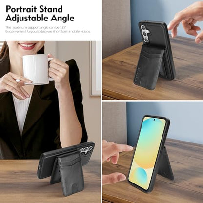 SkyEagle Compatible with Magsafe 2 in 1 Detachable Samsung Galaxy S24 FE Wallet Case with Card Holder Women Men Magnetic PU Leather Phone Case RFID Blocking Flip Kickstand Credit Slots,Black - color: Black, size: Sam Galaxy S24 FE 6.7"