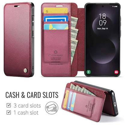 for Samsung Galaxy S26 Ultra - Slim Case Magnetic Wallet, WineRed - color: Wine Red, size: Galaxy S26 Ultra