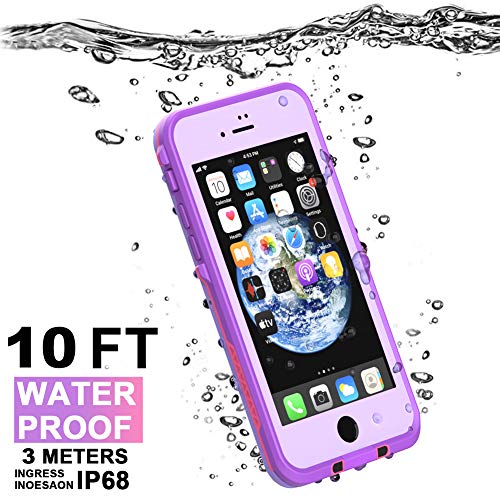 Diverbox for iPhone SE 2020 Waterproof Case iPhone 8 Waterproof Case,Waterproof Shockproof IP68 Full-Body Sturdy Case Built-in Screen Protector for Full Sealed Cover 4.7 in (Purple) - color: Purple