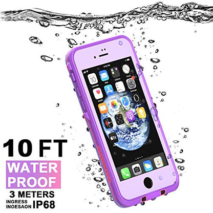 Diverbox for iPhone SE 2020 Waterproof Case iPhone 8 Waterproof Case,Waterproof Shockproof IP68 Full-Body Sturdy Case Built-in Screen Protector for Full Sealed Cover 4.7 in (Purple) - color: Purple