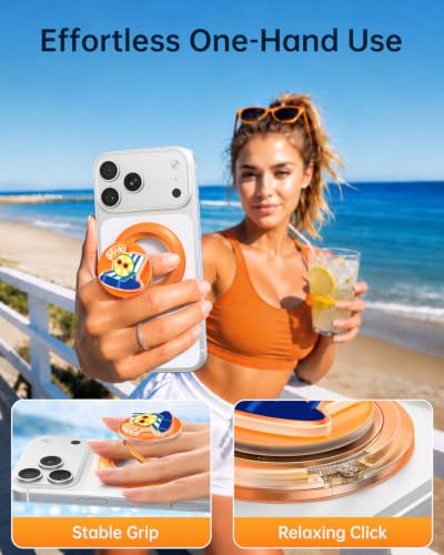 SYNCWIRE Magnetic Phone Ring Holder, for MagSafe Phone Grip Stand Kickstand - color: Mood-Sunset Orange