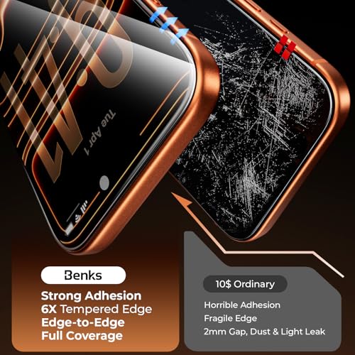 BENKS GlassWarrior for iPhone 17 Pro Screen Protector [TÜV Rheinland Anti-Reflection] [3D Curved Full Coverage] 9H+ Tempered Glass, Military-Grade Shatterproof & Scratch Resistant, Eye-Friendly