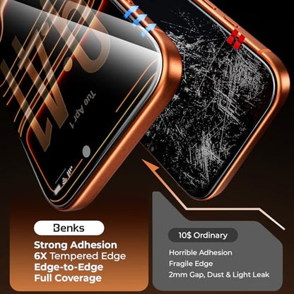 BENKS GlassWarrior for iPhone 17 Pro Screen Protector [TÜV Rheinland Anti-Reflection] [3D Curved Full Coverage] 9H+ Tempered Glass, Military-Grade Shatterproof & Scratch Resistant, Eye-Friendly
