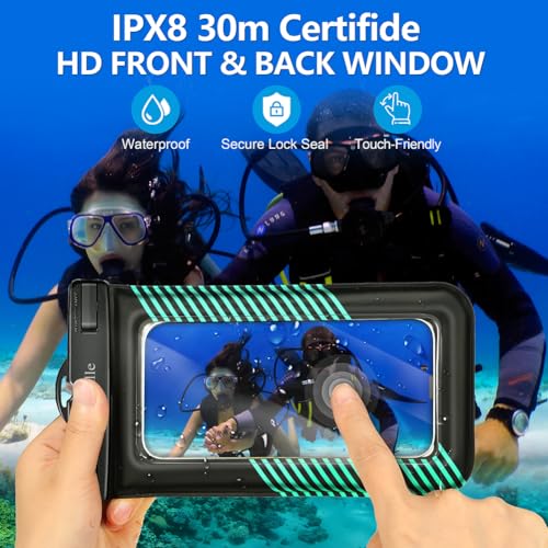 Floating Waterproof Phone Holder Pouches Cases Covers, IPX8 Cell Phone Water Protectors 1 PC w/Adjustable Neck Lanyard, for iPhone 15 14 13 Pro Max 12 11 Cyan