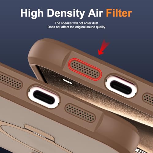 SKYLMW Compatible with iPhone 15 Pro Max Case with Stand,Desert Brown | iPhone 15 Pro Max Phone Case 6.7",Magnetic Ring Stand,Compatible with MagSafe,Military-Grade Protection,Great Grip Feeling - color: Desert Brown, size: Iphone 15 Pro Max