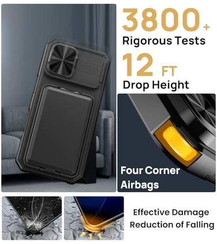 SSLOTSCASE for iPhone 17 Case with Card Holder & Kickstand, Black - color: Black, size: Iphone 17