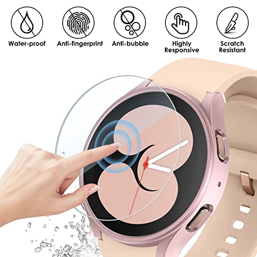 KIMILAR [5+5 Pack] Galaxy Watch FE/Galaxy Watch 5/Galaxy Watch 4 Screen Protector Case 40mm, Anti-Fog Tempered Glass and Hard PC Protective Bumper Compatible with Samsung Galaxy Watch FE/5/4 40mm
