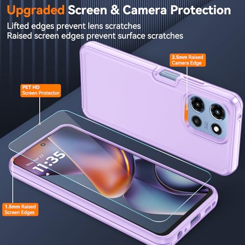 for Motorola Moto G 5G 2025/2026 Case with HD Screen Protector, Moto G Play 2026 Heavy Duty Shockproof Military Grade Full Body Protection Phone Cover (Dream Violet) - color: Dream Violet