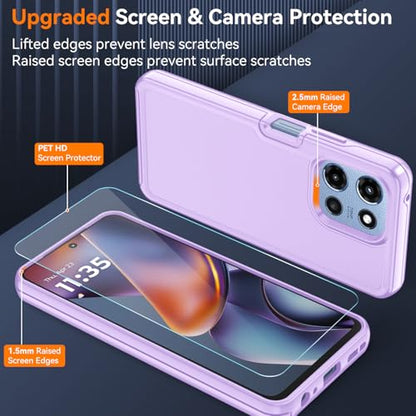 for Motorola Moto G 5G 2025/2026 Case with HD Screen Protector, Moto G Play 2026 Heavy Duty Shockproof Military Grade Full Body Protection Phone Cover (Dream Violet) - color: Dream Violet