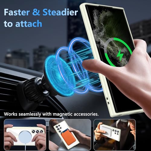 Hensinple for Samsung Galaxy S22 Ultra Case Magnetic, Galaxy S22 Ultra Phone Case [Compatible with Magsafe] Wireless Charging Translucent Back Shockproof Cover Case 6.8 Inch, White - color: White-S22 Ultra, size: Galaxy S22 Ultra 6.8 inch
