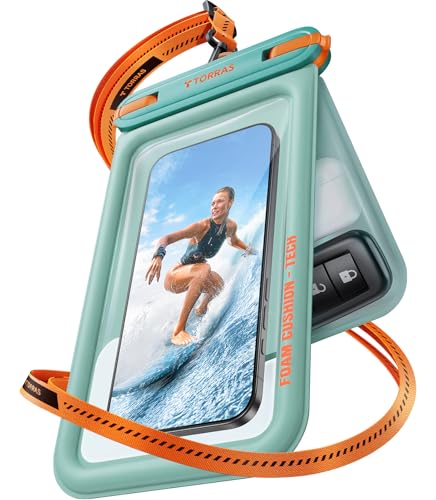 TORRAS IP68 Waterproof Phone Pouch Floating with Double Space 7.0", Green | Waterproof Phone Case with Crossbody Lanyard, Phone Dry Bag for iPhone 17 Pro Max 16 S26, Beach Cruise Ship Travel Essentials - color: Glacier Sprint