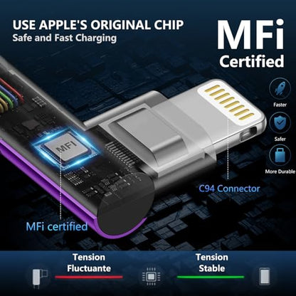 90 Degree iPhone Charger Cables 6FT USB C to Lightning Cable[MFi Certified] - color: Purple, size: 6FT, style: USB C to Lightning
