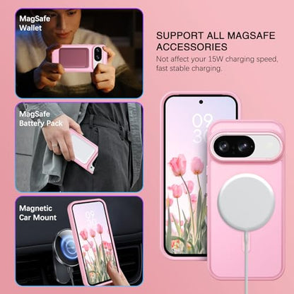 BENTOBEN for Google Pixel 9 Case [Compatible with Magsafe] Translucent Matte Magnetic Pixel 9 Case Slim Thin Shockproof Women Men Girls Boys Protective Phone Cases for Google Pixel 9 6.3", Tender Pink - color: Tender Pink