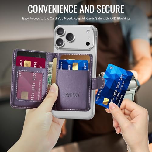 for Magsafe Magnetic Phone Wallet Card Holder, Elegant Purple - color: Elegant Purple