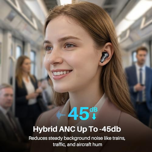 TOZO Hybrid Active Noise Cancelling in Ear Wireless Earbuds, 68H Playtime - color: Black