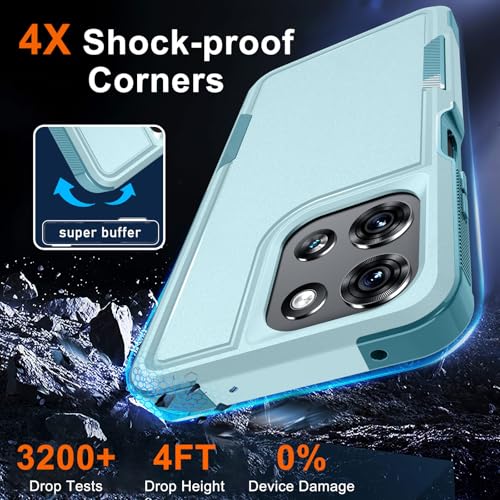 for Moto G 5G 2025 Case, Full Body Heavy Duty Rugged Shockproof Protective Phone Cover with Lanyard Strap, Tempered Glass Screen Protector, Mint Green | with Tempered Glass Screen Protector+Lanyard Strap,Rugged Shockproof Protective Phone Case - color: Mi