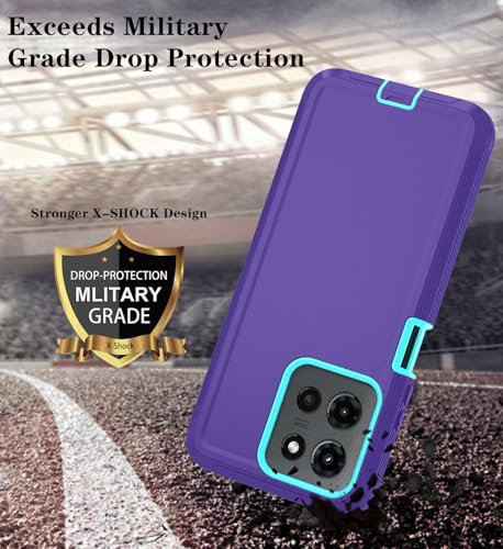 Qinmay Phone Case for Motorola Moto G 2025/Moto G Play 5G 2025 Case with HD Screen Protector, Heavy Duty Shockproof & Dropproof 3-Layer Cover Phone Case,PurpleSkyBlue - color: PurpleSkyBlue
