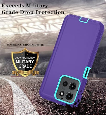 Qinmay Phone Case for Motorola Moto G 2025/Moto G Play 5G 2025 Case with HD Screen Protector, Heavy Duty Shockproof & Dropproof 3-Layer Cover Phone Case,PurpleSkyBlue - color: PurpleSkyBlue