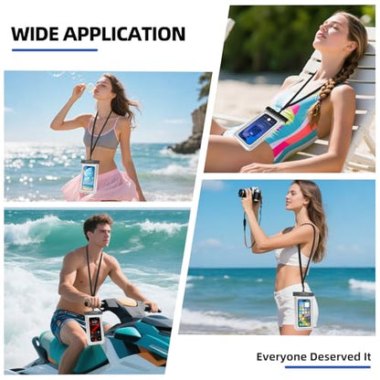 Waterproof Phone Pouch, IP68 Floating Waterproof Phone Case, Dry Bag Beach Essentials with Adjustable Lanyard for iPhone 16 Pro Max /15 Pro/Galaxy S24 S23, Up to 7.0'', Flash Silver, 1 Pack