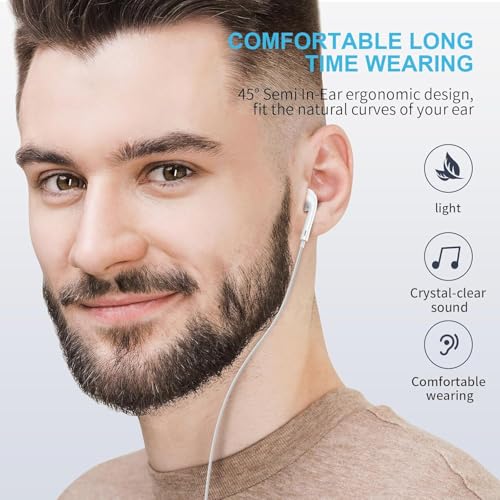 [2 Pack] WEIZY Aux Earbuds/Earphones, Vize 3.5mm Wired Headphones Noise Isolating Earphones Volume Control & Built-in Microphone Compatible with iPhone/Samsung/Android/MP3/MP4