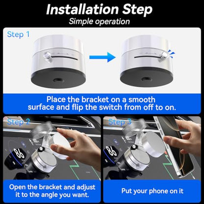 2025 Upgrated Vacuum Suction Magnetic Phone Holder, Retractable Strong Suction Cup Magnetic Hands-Free Car Cellphone Mount Foldable Car Phone Stand for Car/Mirror/Gym(Not Charge Phone) - color: White