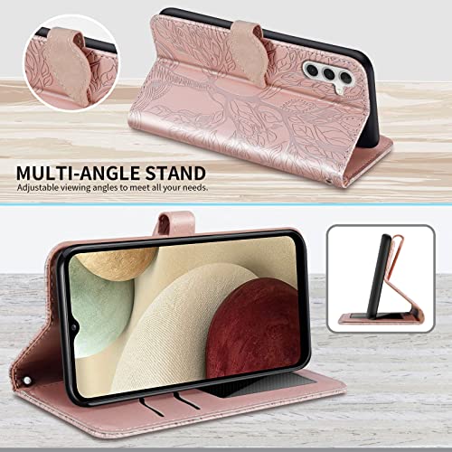 Wallet Case for Samsung Galaxy A13 5G 2021 with Card Holder/Slot,Leather Flip Folio Stand Shell Magnetic Closure Wrist Strap Kickstand Phone Case(Galaxy A13 5G 6.5 inch) Rose Gold - color: Rose gold, size: Samsung Galaxy A13 5G