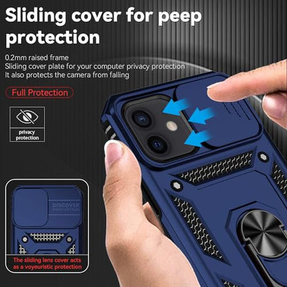 for iPhone 12/ iPhone 12 Pro Case with Camera Lens Cover, Blue | HD Screen Protector, 16 FT Military Grade Drop Protection, Magnetic Kickstand Rugged Shockproof Protective Cove - color: Blue