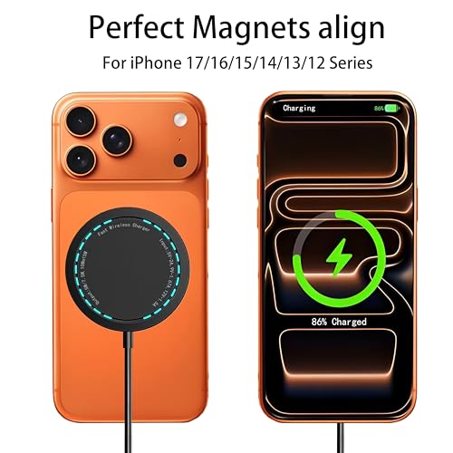 Magnetic Wireless Charger for iPhone 15W Max Fast Mag-Safe Wireless Charging Pad Compatible with iPhone 16/16 Plus/16 Pro/16 Pro Max/15/14/13/12 Series with USB-A Converter Black - color: Black