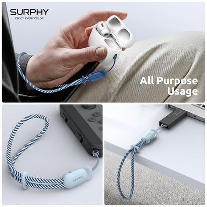 SURPHY 2 Pack Phone Lanyard, Phone Wrist Strap for Case, Camera Wrist Strap - color: Cloud Blue & Blue Jay