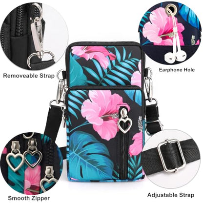 Small Crossbody Bag for Women - Mini Phone Purses with Crossbody Strap and Wallet - Nylon Arm Bag - color: B-amaryllis