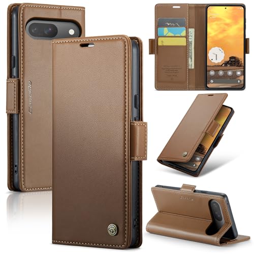 Wallet Case for Google Pixel 10/Google Pixel 10 Pro, Magnetic Flip Case with RFID Blocking Card Holder Kickstand for Women Men, Shockproof Durable Protective Phone Cover (Brown) - color: Brown