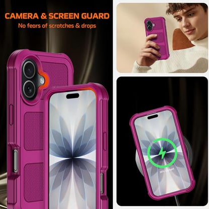 for iPhone 17 Case with Belt Clip Holster & Kickstand,Military Grade Drop Tested Shockproof Heavy Duty Rugged Cover,w/2X Screen Protectors Defender Bumper Protective Cases for Apple 17 (Burgundy) - color: Burgundy