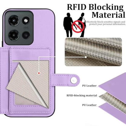 for Moto G 5G 2025 Back RFID Blocking Wallet Case, Purple | PU leather, TPU interior, 5 card slots, cash/photo pocket, magnetic clasp, kickstand, 2-layer shockproof, scratch resistant - color: Purple