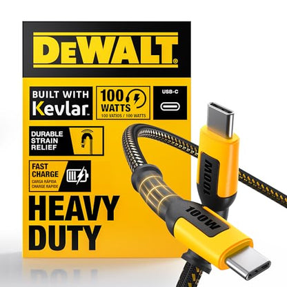 DEWALT Heavy Duty 100W USB C Cable, Jobsite 100 Watt USB C Cable, 4 ft - size: 4FT